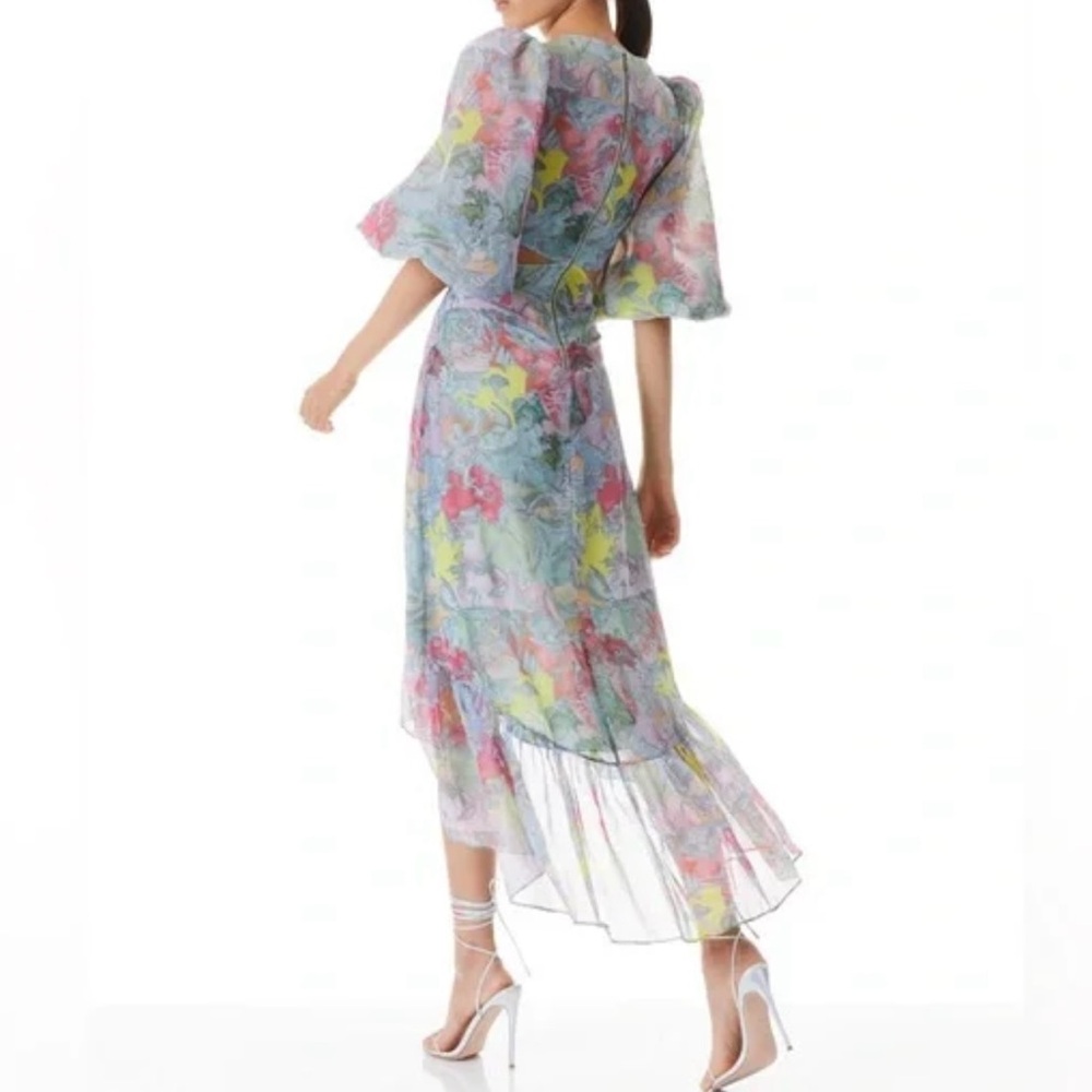 Alice + Olivia Katia Twist-Front Floral Cutout High Low Dress - Size 4